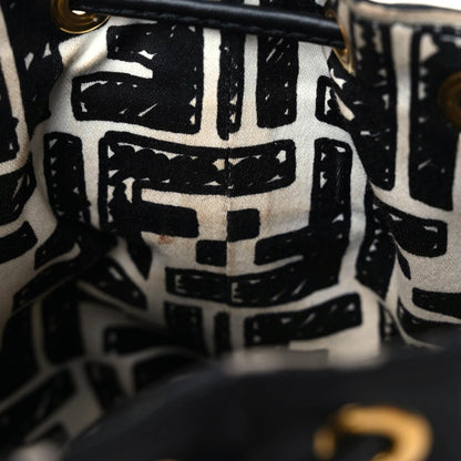 Fendi X JOSHUA VIDES Canvas Calfskin F is Fendi Mini Mon Tresor Bucket Bag White Black 11 of 11