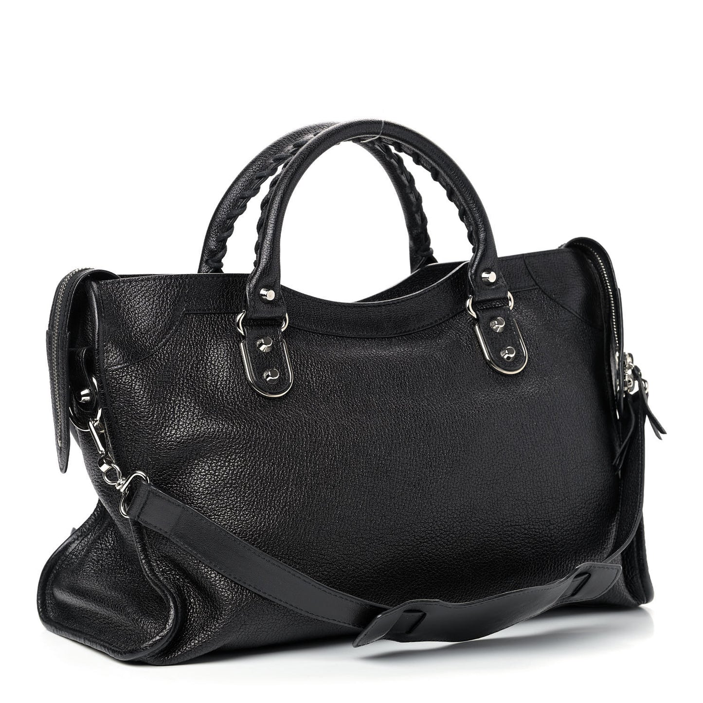 Chevre Silver Metallic Edge Hardware City Black
