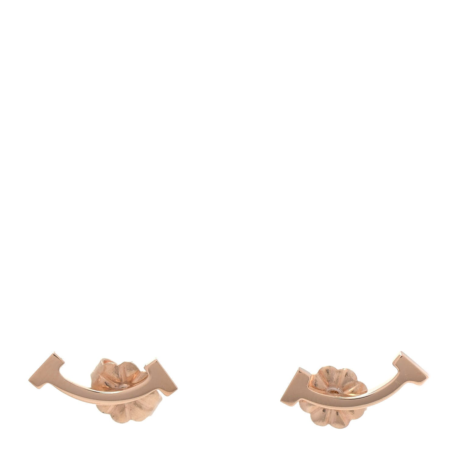 Tiffany 18K Rose Gold T Smile Stud Earrings 1 of 4