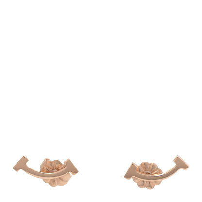 Tiffany 18K Rose Gold T Smile Stud Earrings 1 of 4