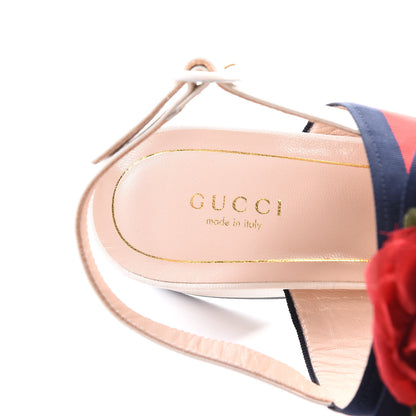 Gucci Calfskin Web Cindi Rose T-Strap Thong Sandals 40 White 7 of 8