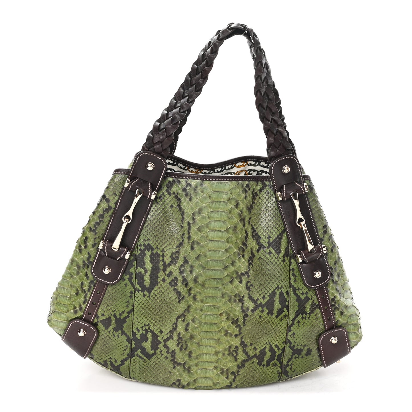 Snakeskin Medium Pelham Tote Green Brown