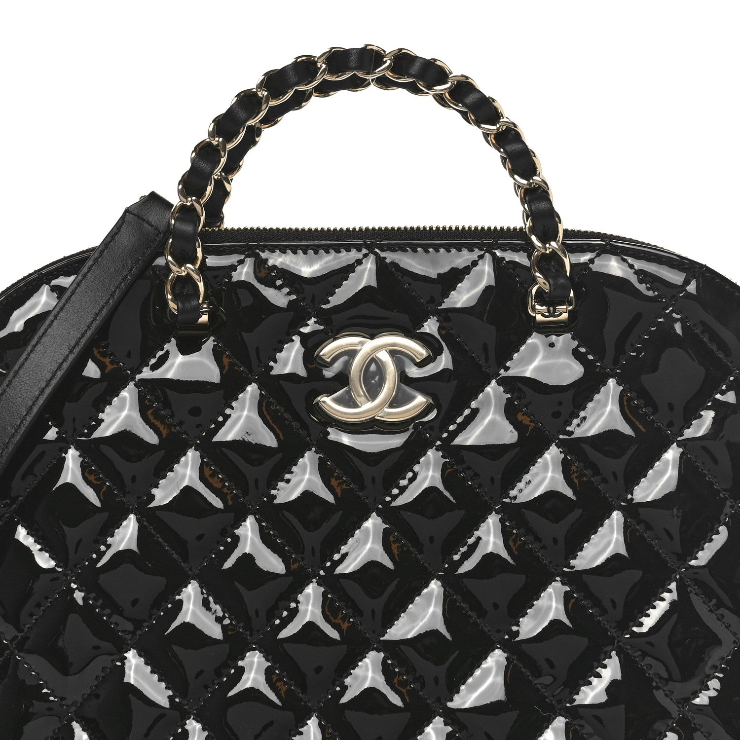 Chanel Patent Quilted Shiny Coco Small Shopping Bag Black 8 of 10