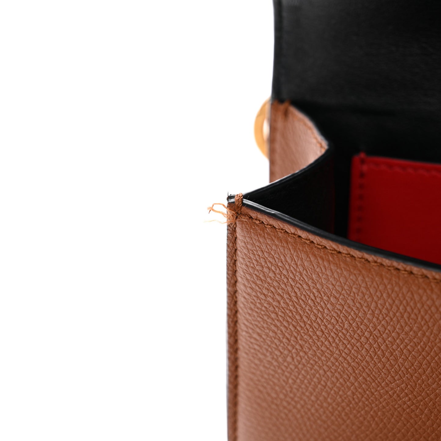 Grainy Calfskin VSling Belt Bag Saddle Brown