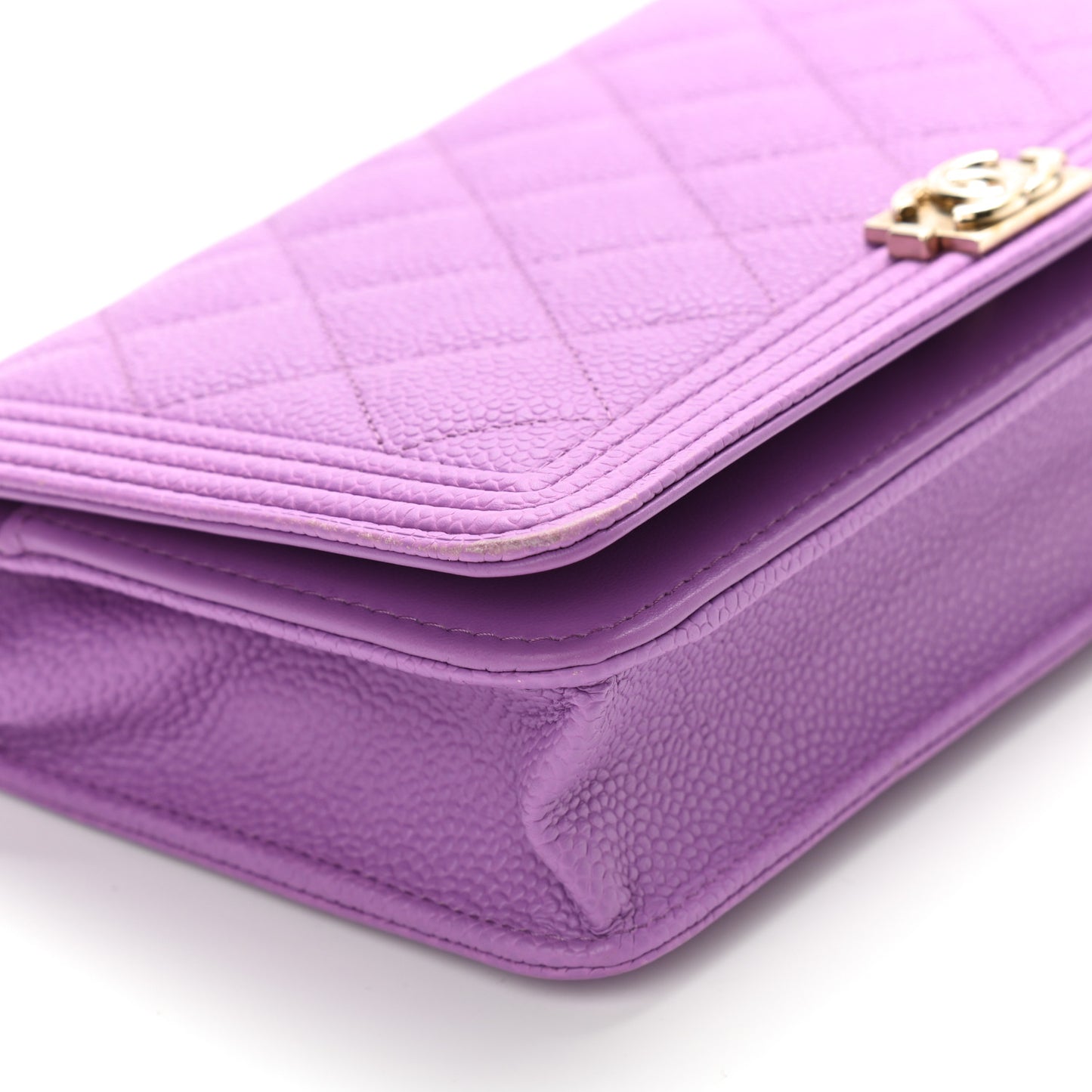 Caviar Quilted Boy Wallet On Chain WOC Purple