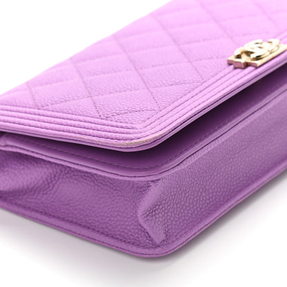 Chanel Caviar Quilted Boy Wallet On Chain WOC Purple 13 of 13