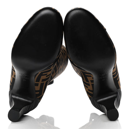 Fendi Lycra Vitello FF Logo Tape Promenade Ankle Boots 36 Tobacco Black 7 of 12