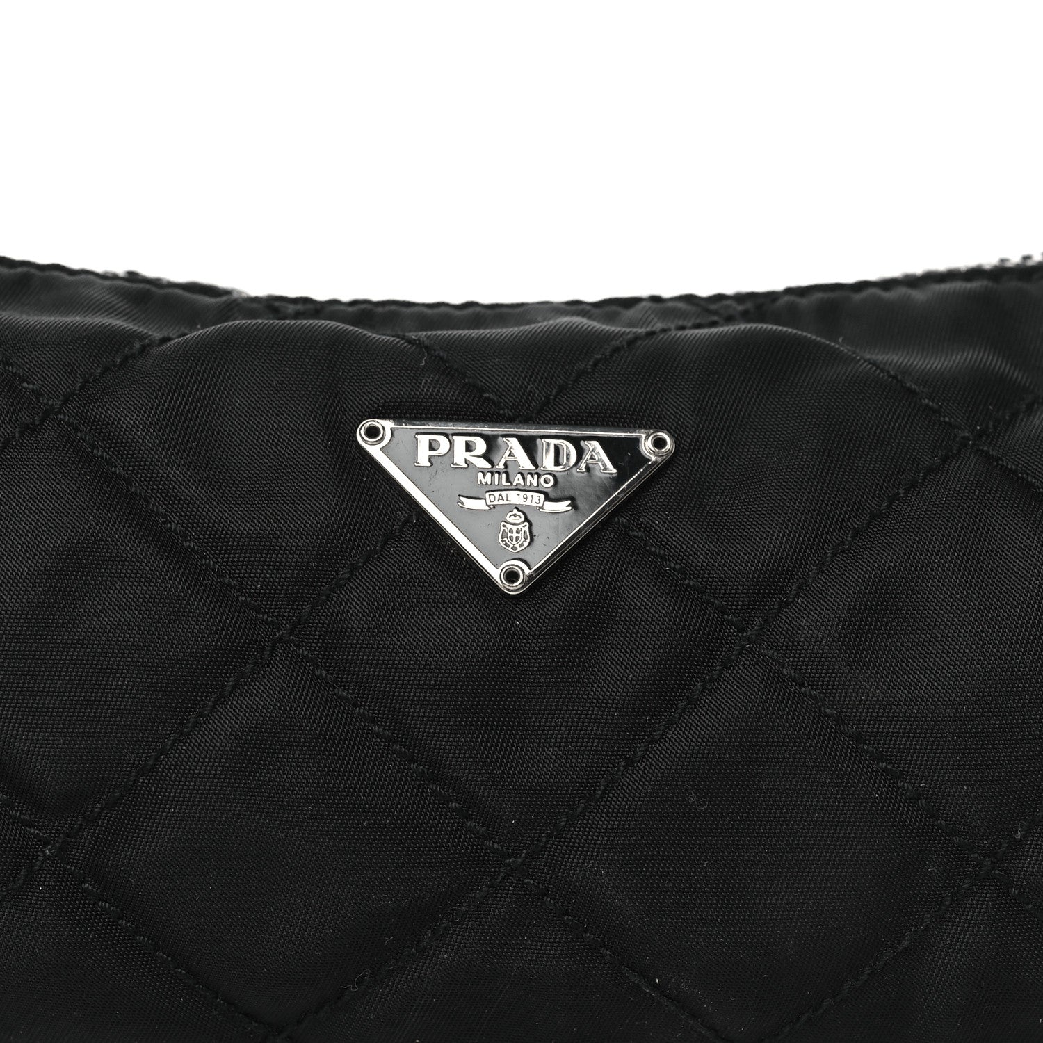 Prada Tessuto Nylon Saffiano Impunturato Quilted Barrel Pochette Black 8 of 10