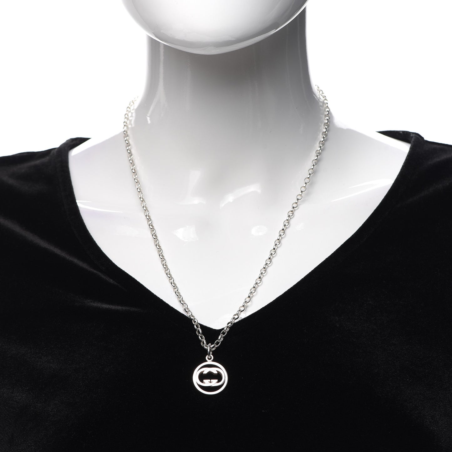 Sterling Silver Interlocking Circle GG Pendant Necklace