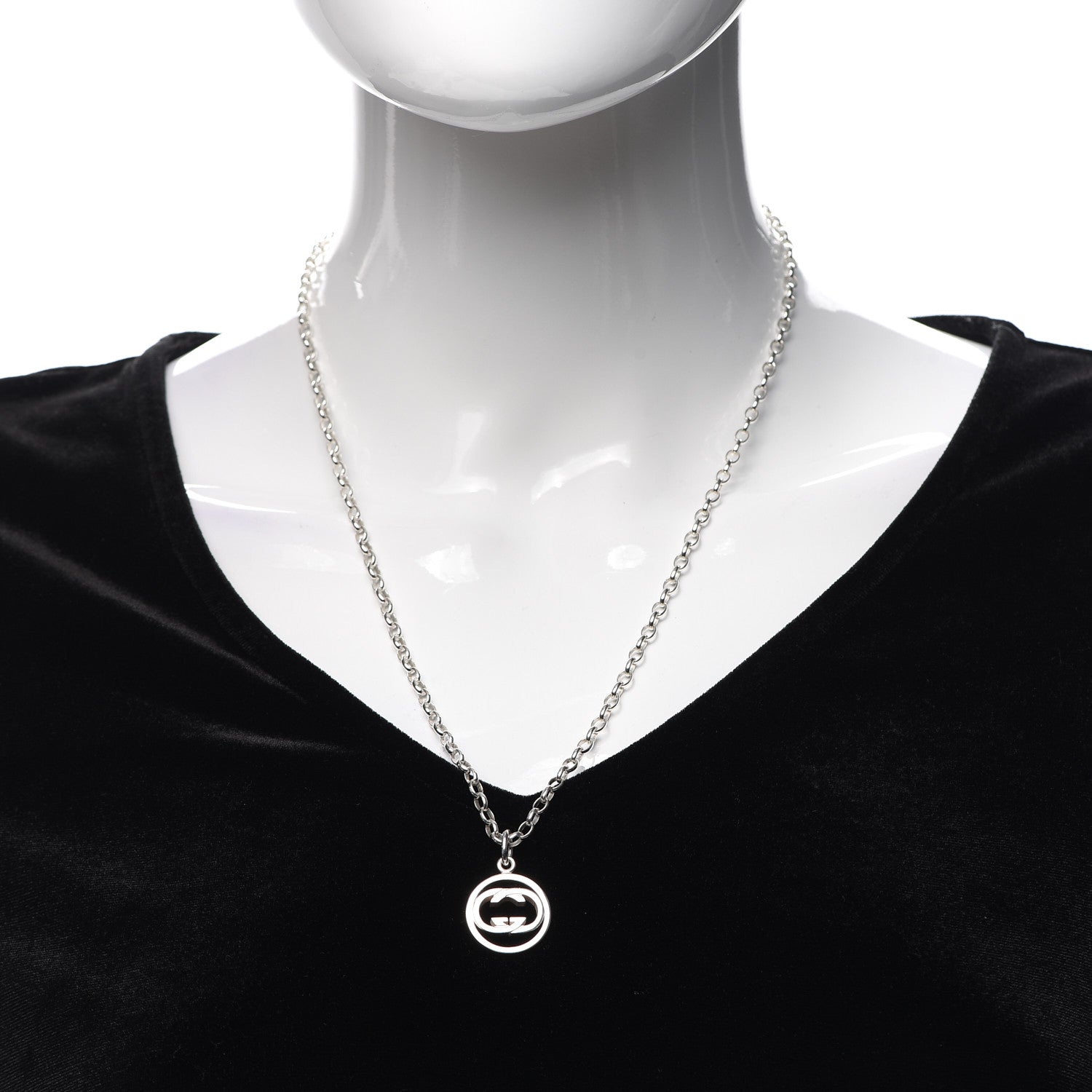 Gucci Sterling Silver Interlocking Circle GG Pendant Necklace 2 of 4