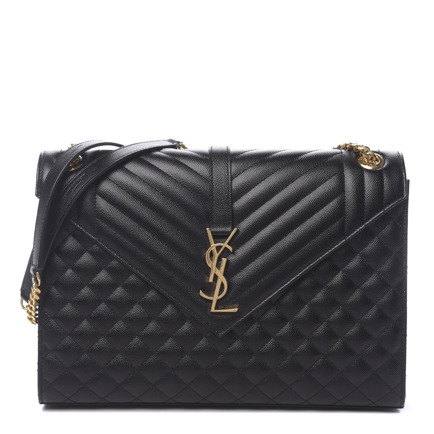 Saint Laurent Grain De Poudre Large Tri-Quilt Monogram Satchel Black 1 of 9