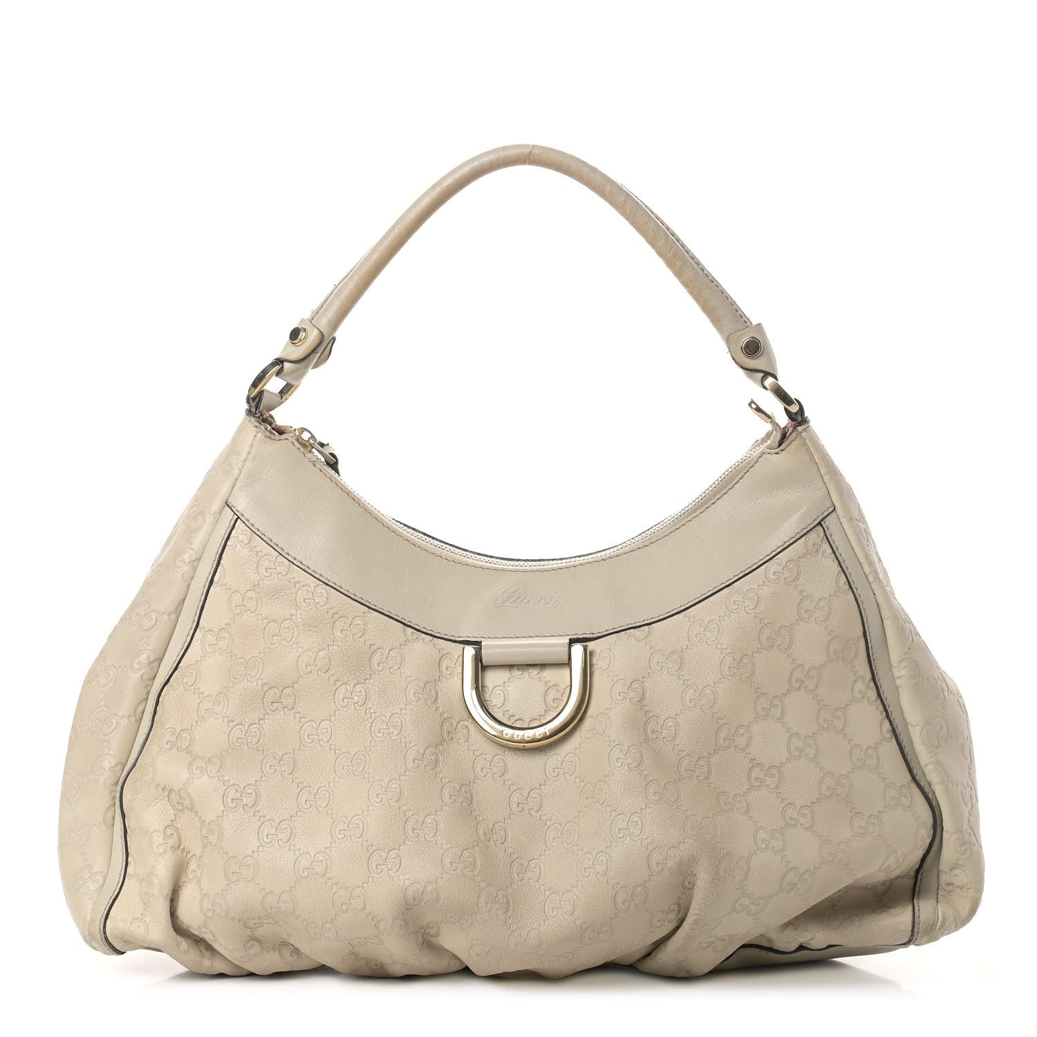 Gucci Guccissima Large D Gold Ring Hobo Off White 1 of 19