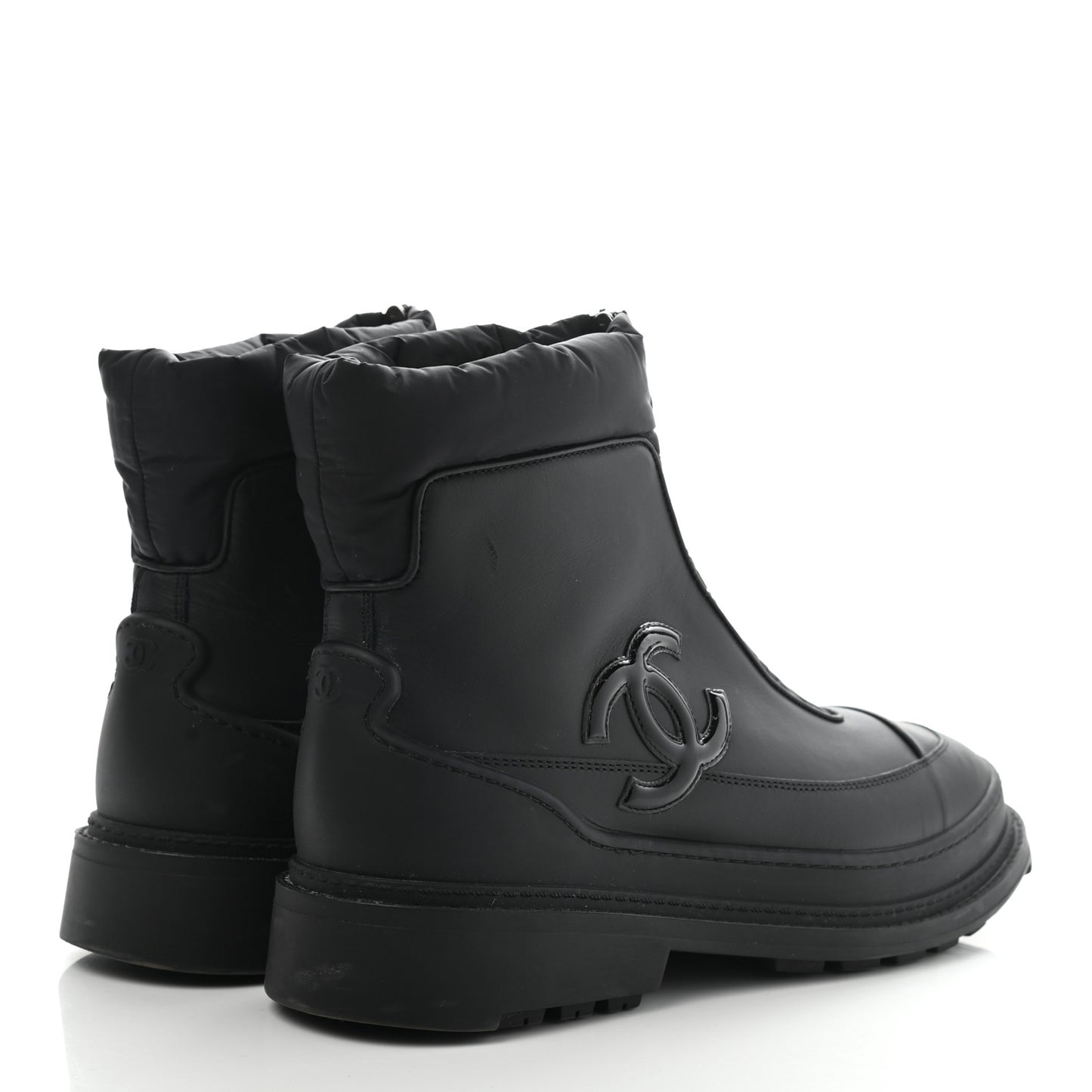 Calfskin Nylon CC Ankle Snow Boots 40.5 Black