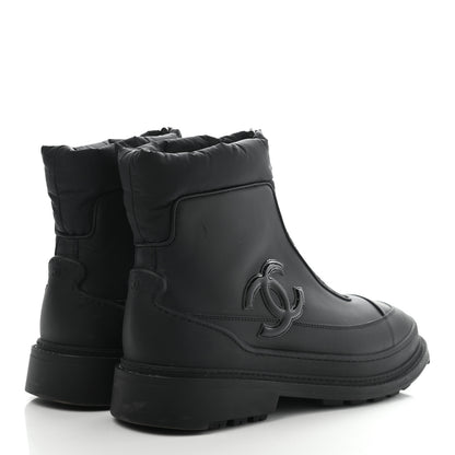 Chanel Calfskin Nylon CC Ankle Snow Boots 40.5 Black 5 of 15