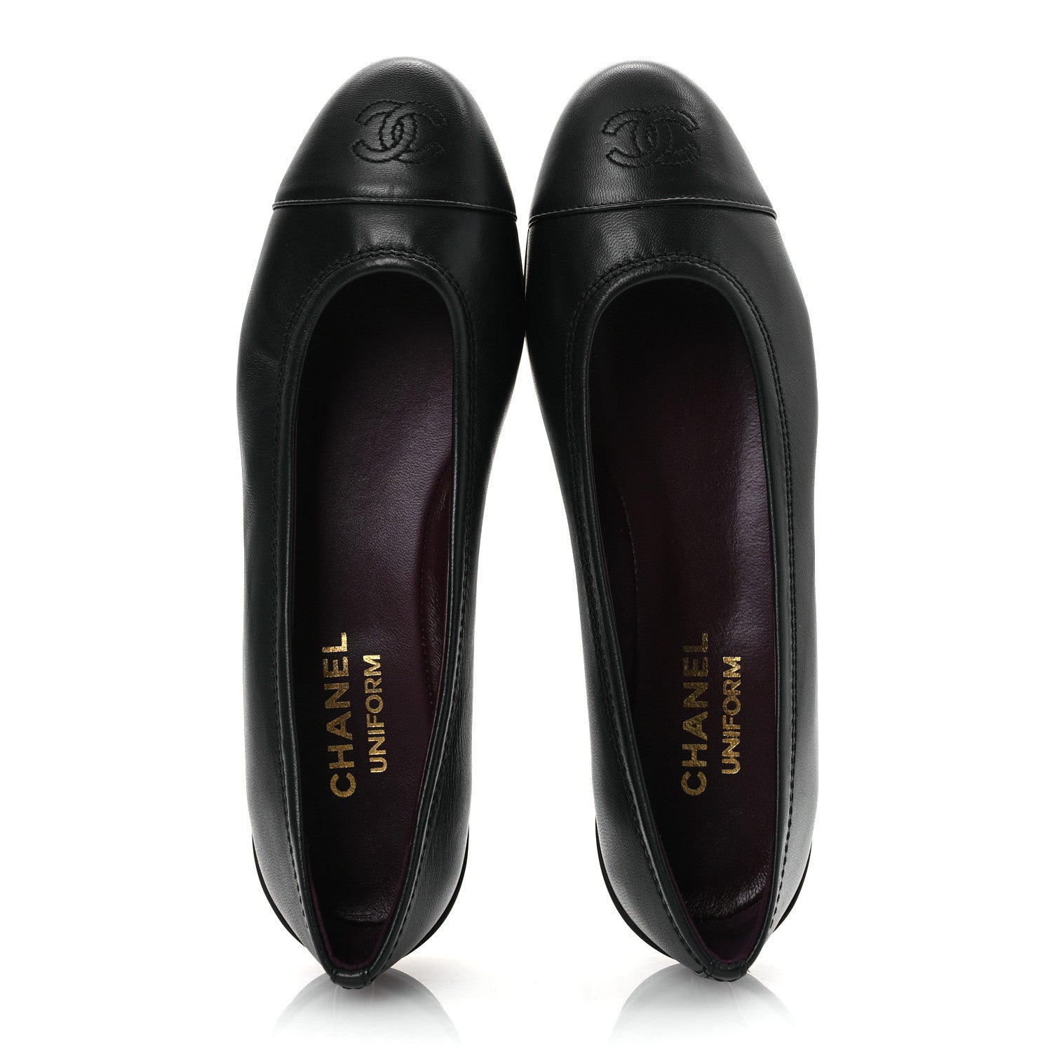 Chanel Lambskin Cap Toe CC Uniform Ballerina Flats 38 Black 2 of 12