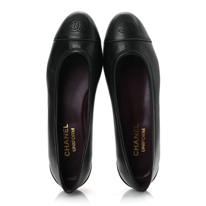 Chanel Lambskin Cap Toe CC Uniform Ballerina Flats 38 Black 2 of 12