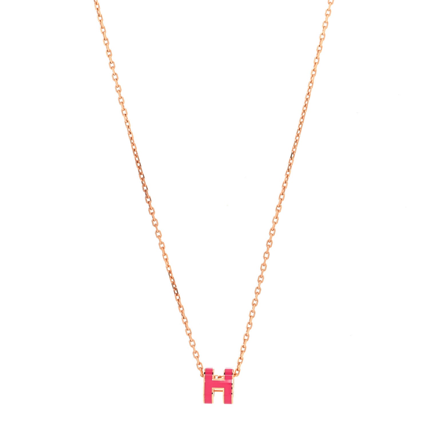 Hermes Lacquered Rose Gold Mini Pop H Pendant Necklace Rose Extreme 1 of 5