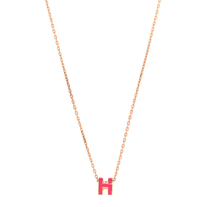 Hermes Lacquered Rose Gold Mini Pop H Pendant Necklace Rose Extreme 1 of 5