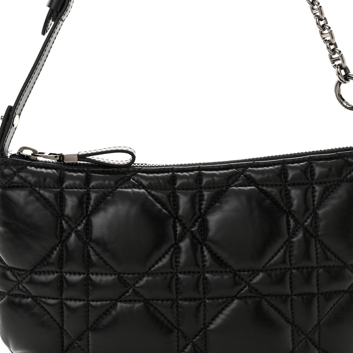 Calfskin Macrocannage Mini Dior Caro Tulip Bag Black