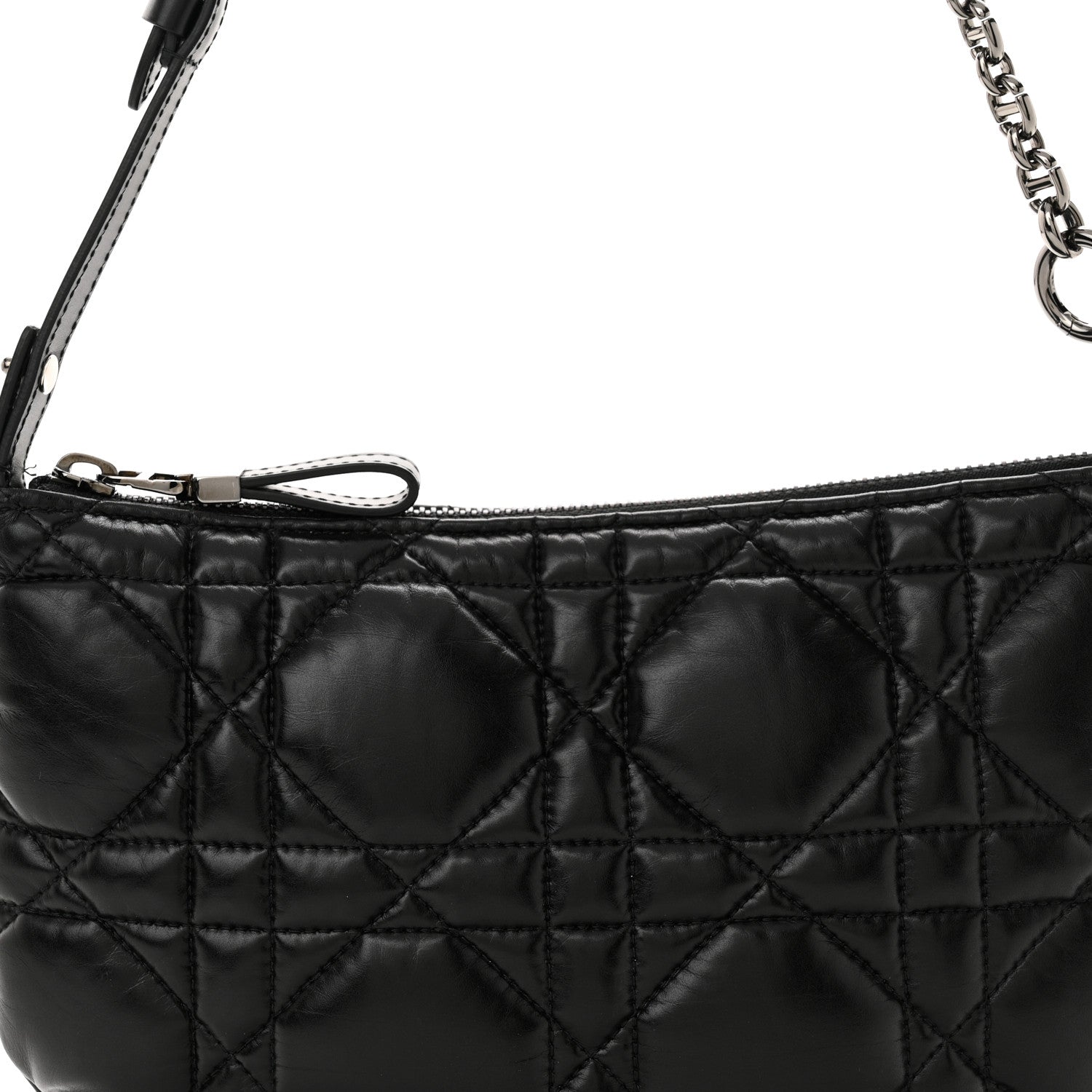 Christian Dior Calfskin Macrocannage Mini Dior Caro Tulip Bag Black 8 of 10