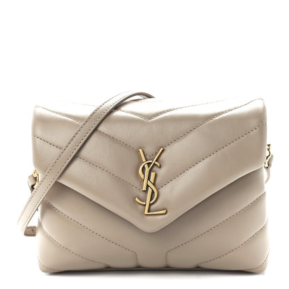 Saint Laurent Calfskin Y Quilted Monogram Toy Loulou Crossbody Bag Latte 1 of 13