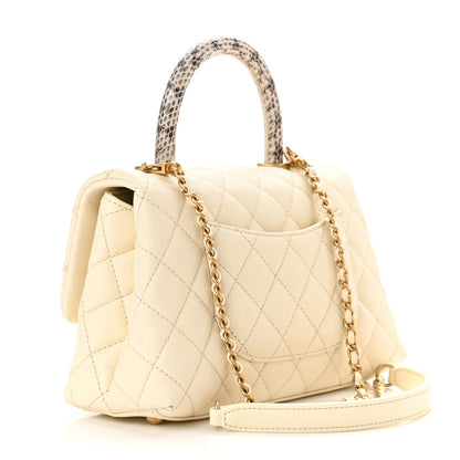 Chanel Caviar Elaphe Quilted Mini Coco Handle Flap Ivory 3 of 10