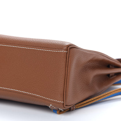 Hermes Taurillon Clemence Kelly Amazone Ado Backpack 22 Gold Bleu Zellige Caramel 10 of 11