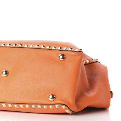 Valentino Garavani Vitello Medium Rockstud Tote Orange Fluo 9 of 10