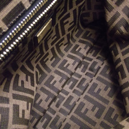Fendi Goatskin Zucca Large Peekaboo Iconic Satchel Black Tobacco 7 of 12