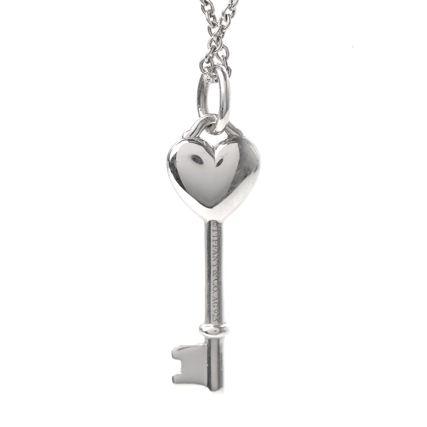 Sterling Silver Enamel Heart Key Pendant Necklace Tiffany Blue