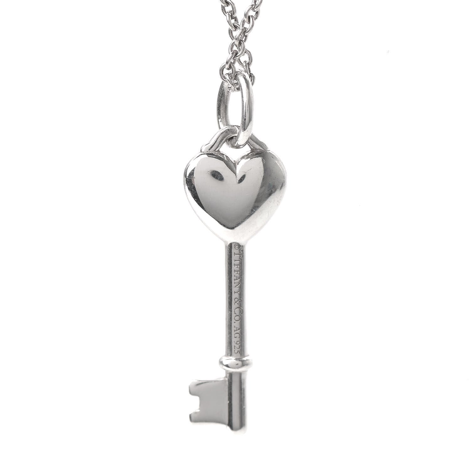 Tiffany Sterling Silver Enamel Heart Key Pendant Necklace Tiffany Blue 6 of 6