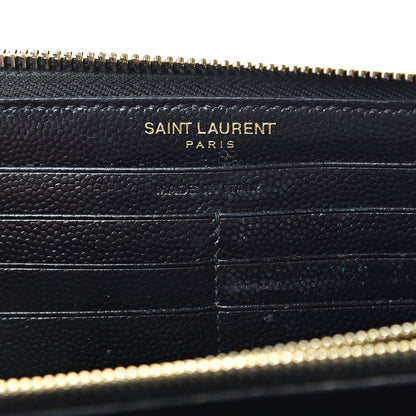 Saint Laurent Grain De Poudre Matelasse Chevron Monogram Zip Around Wallet Grey 6 of 17