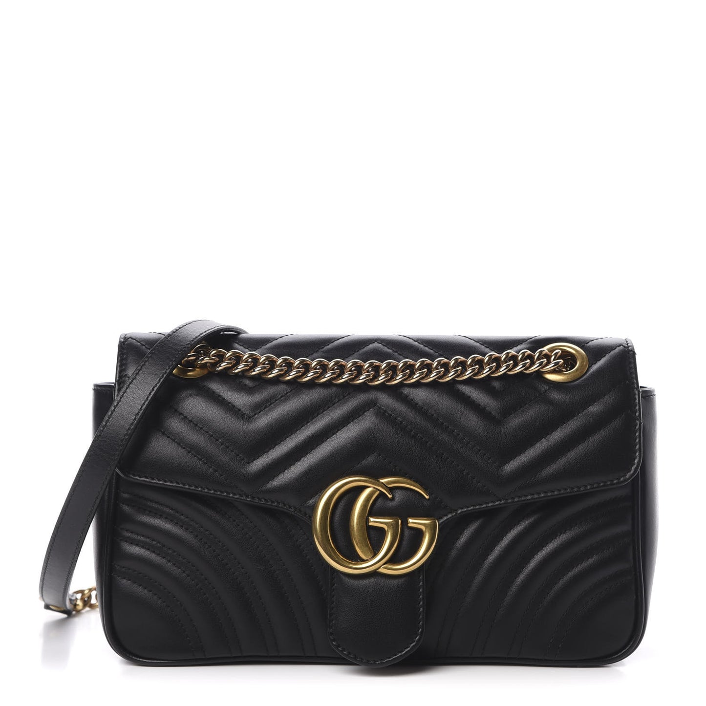 Calfskin Matelasse Small GG Marmont Shoulder Bag Black
