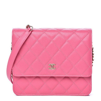 Chanel Caviar Quilted Square Wallet On Chain WOC Pink 1 of 10