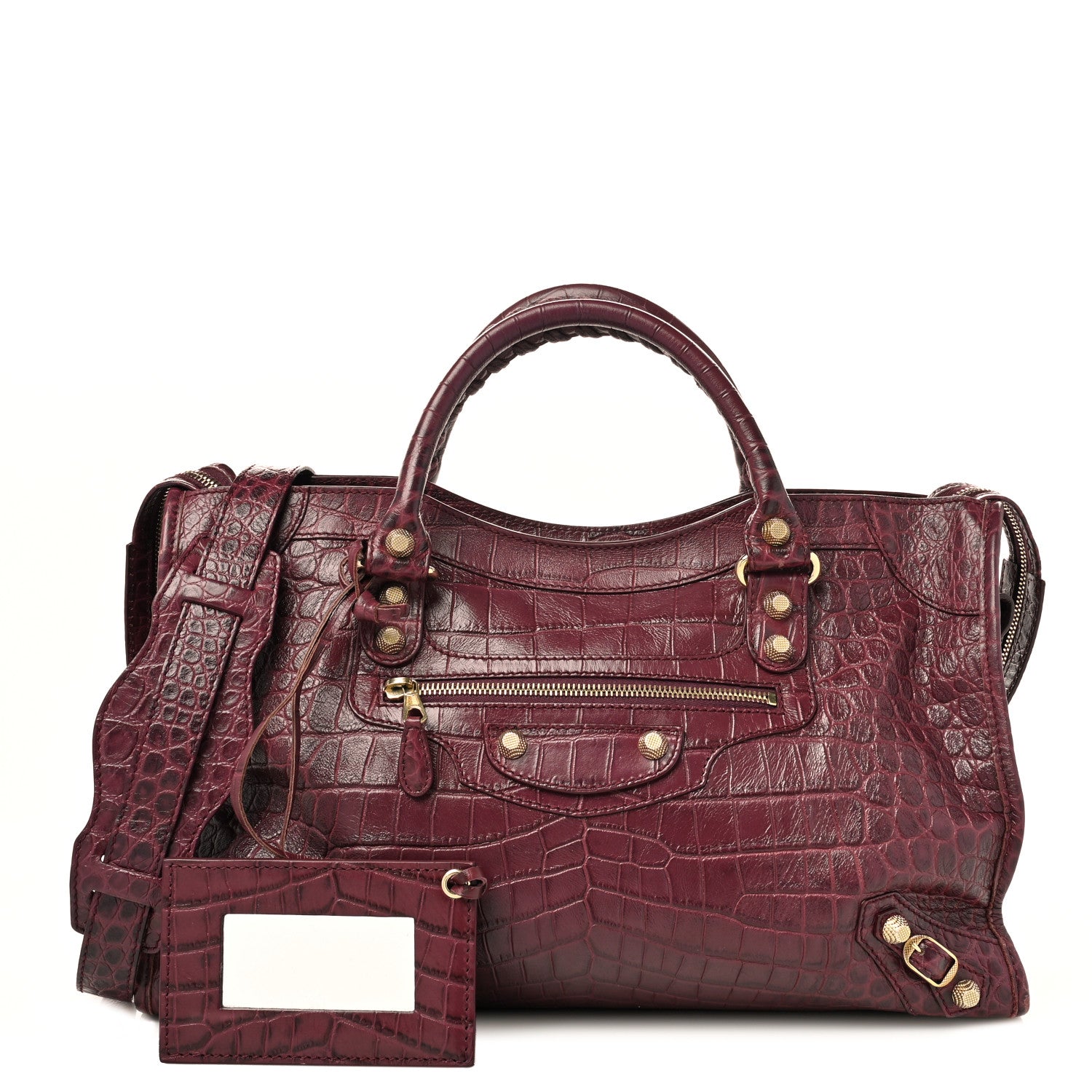 Balenciaga Calfskin Crocodile Embossed Giant 12 Gold Hardware City Violet Prune 1 of 9