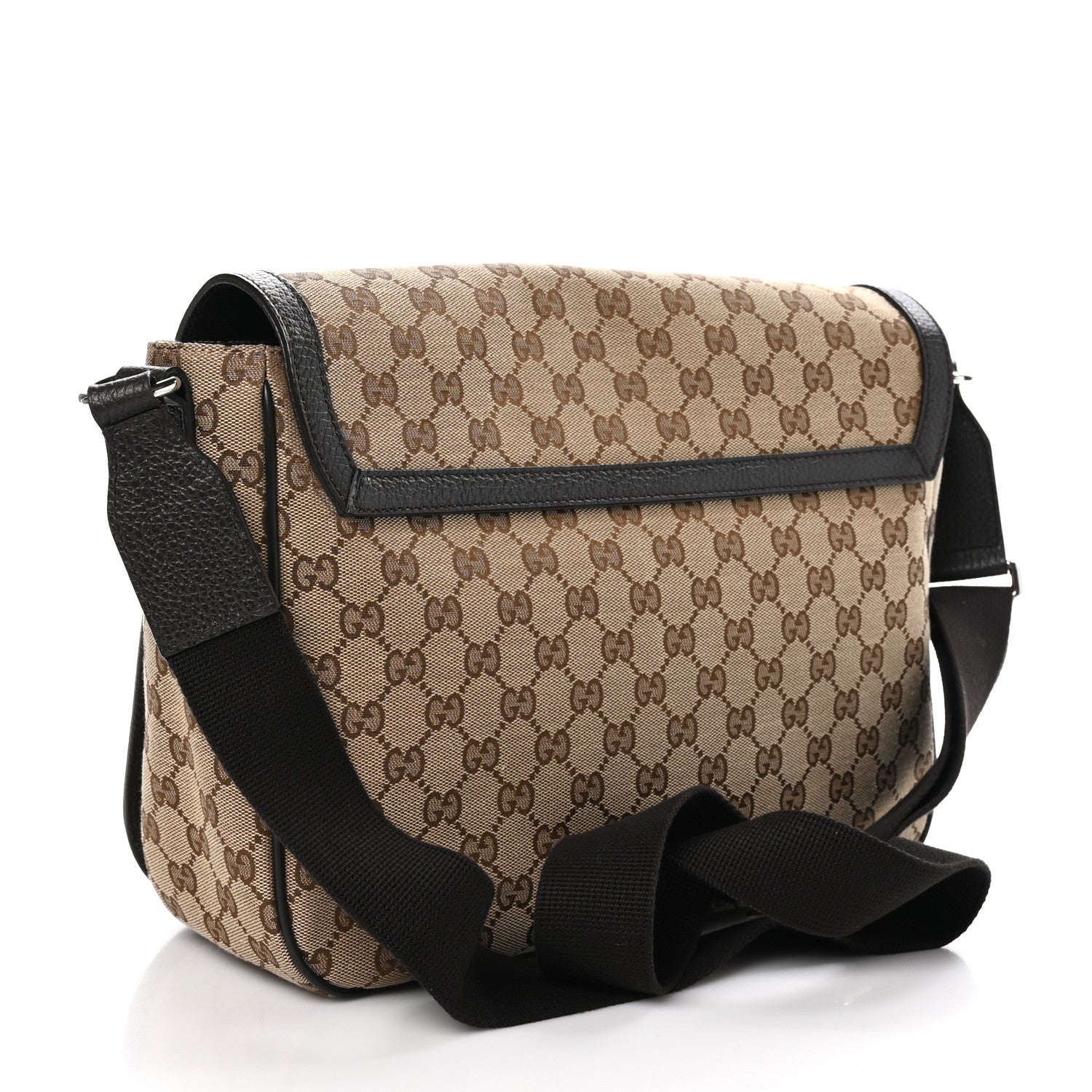 Gucci Monogram Large Flap Messenger Bag Beige Dark Brown 3 of 10