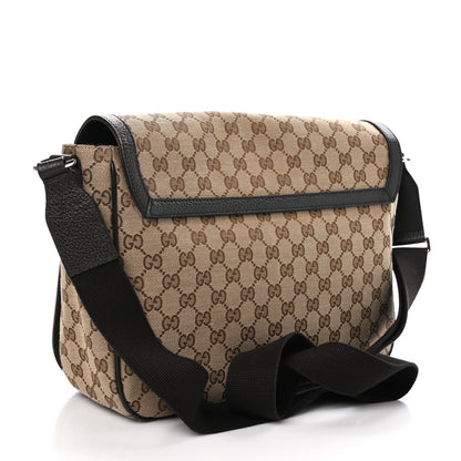 Gucci Monogram Large Flap Messenger Bag Beige Dark Brown 3 of 10