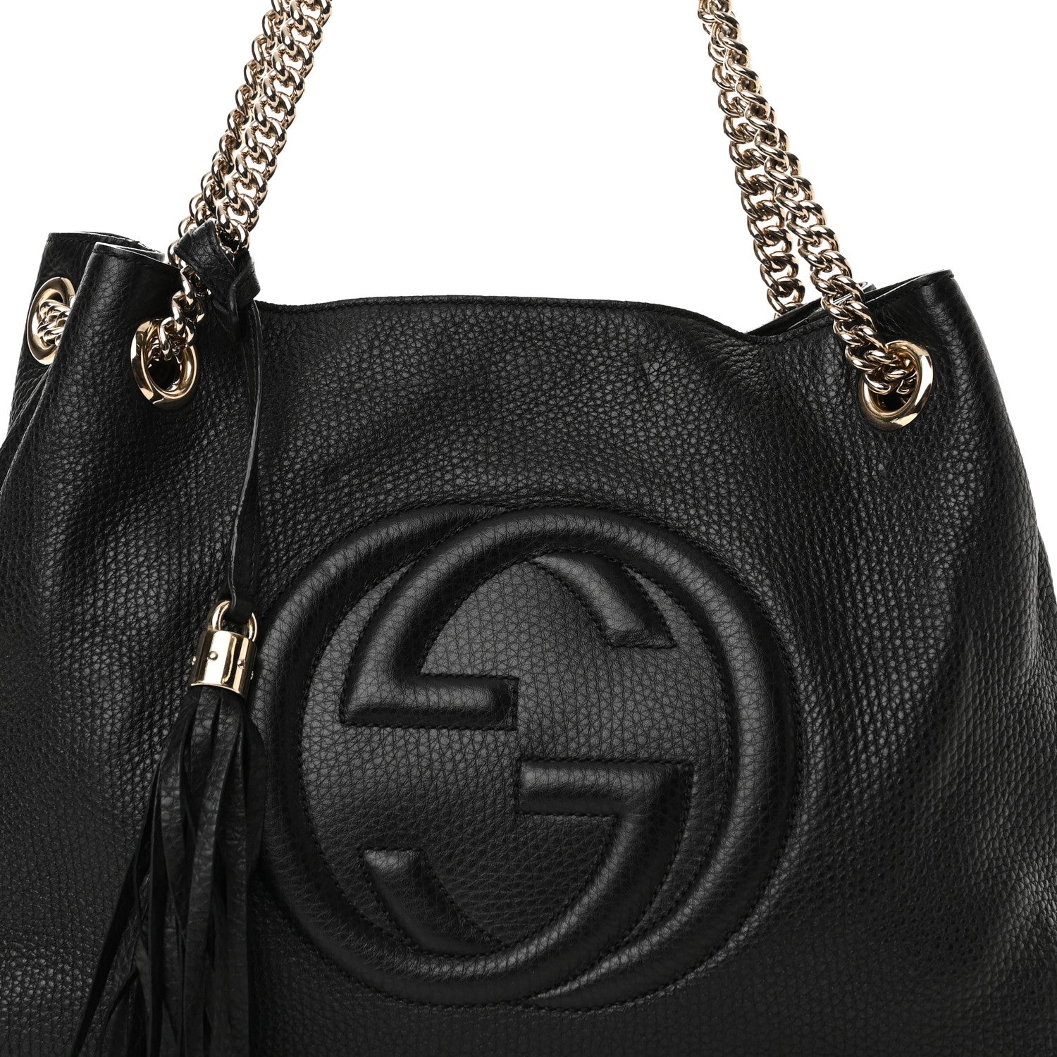 Gucci Pebbled Calfskin Large Soho Chain Shoulder Bag Black 8 of 11