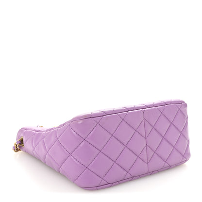 Chanel Lambskin Quilted Small Pearl Crush Hobo Purple 4 of 11