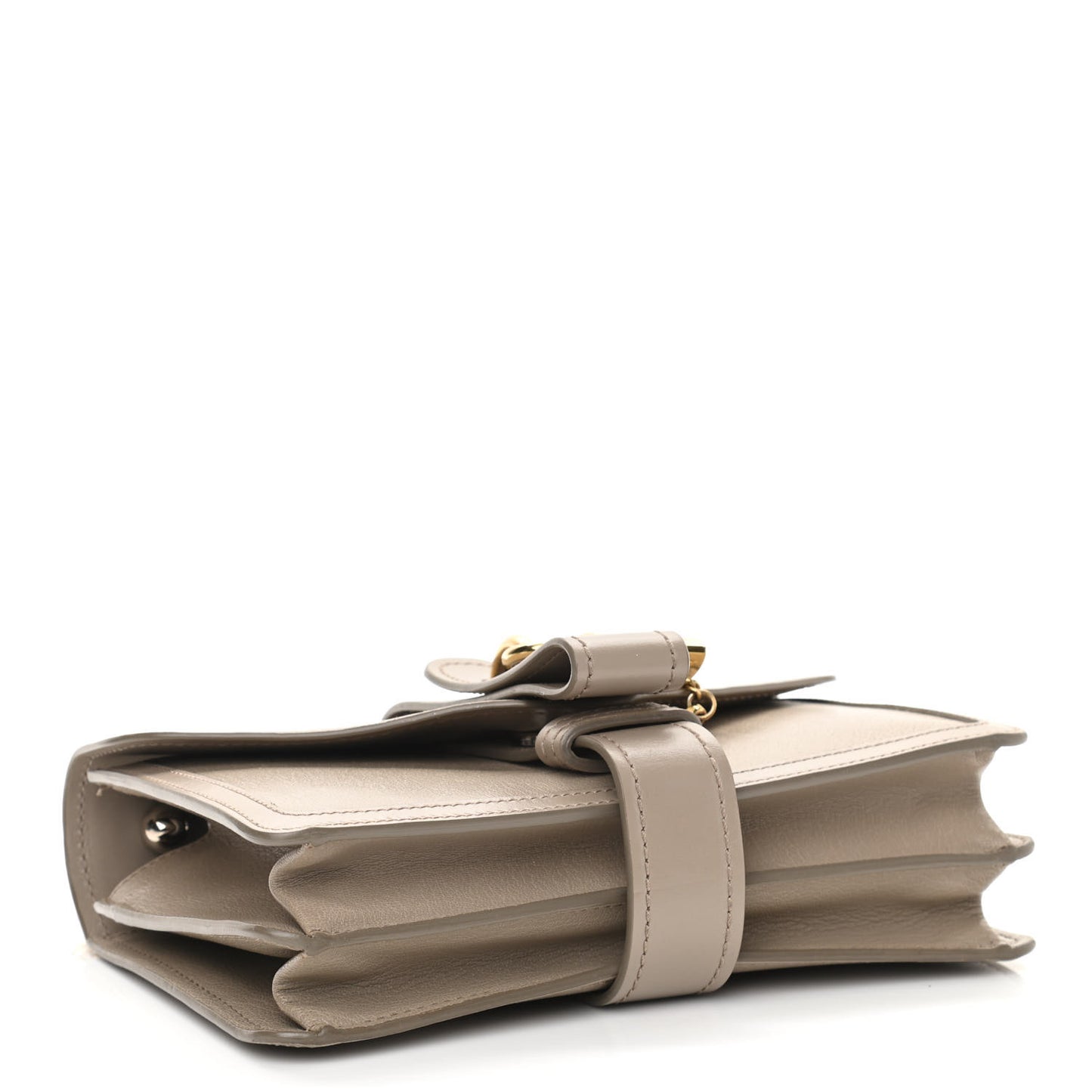 Shiny Goatskin Calfskin Aby Chain Shoulder Bag Motty Grey