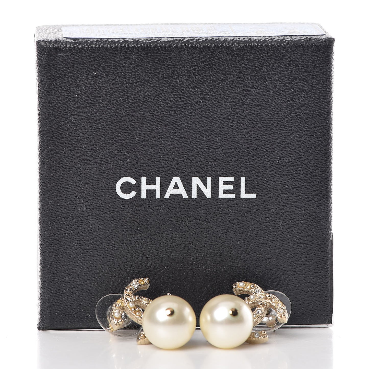 Pearl Crystal CC Drop Earrings Gold