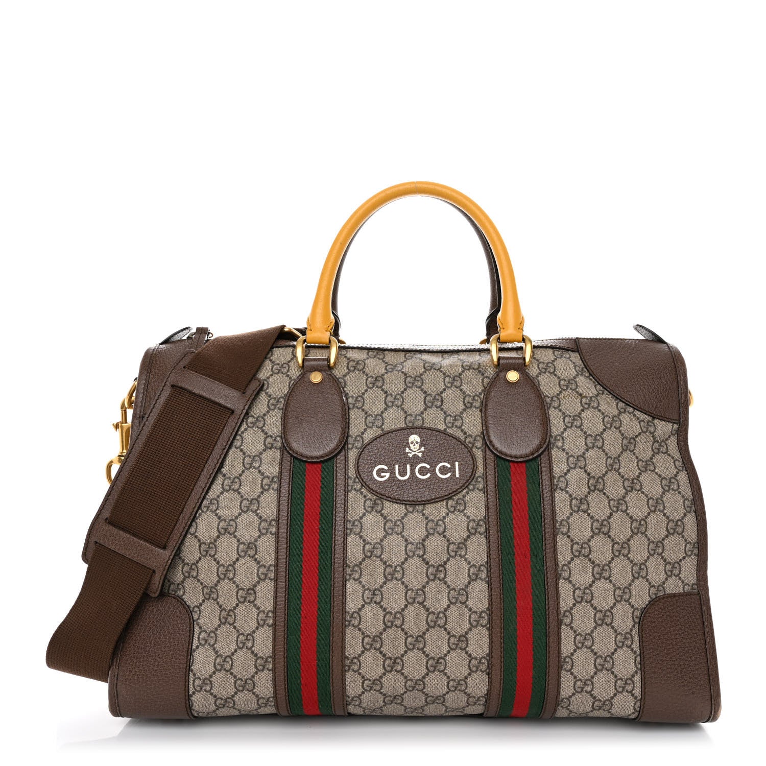 Gucci Soft GG Supreme Monogram Web Large Duffle Bag Beige New Acero Crop 1 of 10