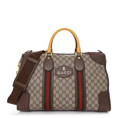 Gucci Soft GG Supreme Monogram Web Large Duffle Bag Beige New Acero Crop 1 of 10