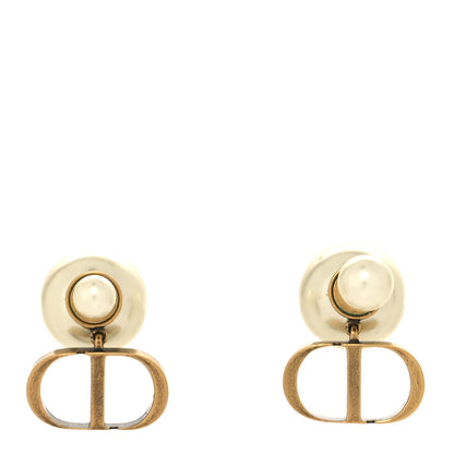 Christian Dior Pearl Logo Earrings Gold 1 of 4