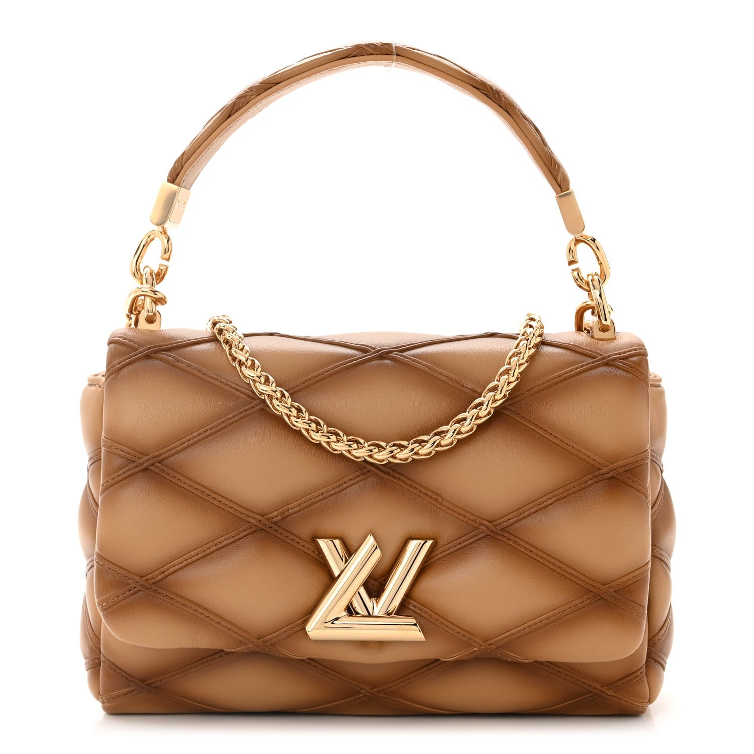 Louis Vuitton Lambskin Malletage Top Handle GO-14 MM Sand 1 of 10