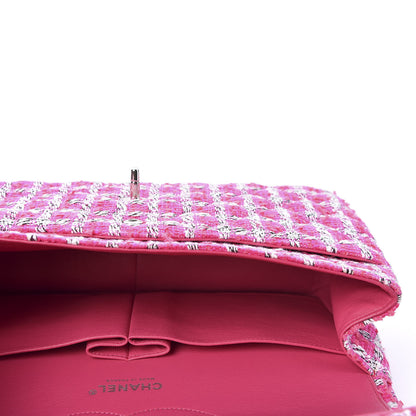 Chanel Tweed Quilted Jumbo Double Flap Hot Pink 4 of 9