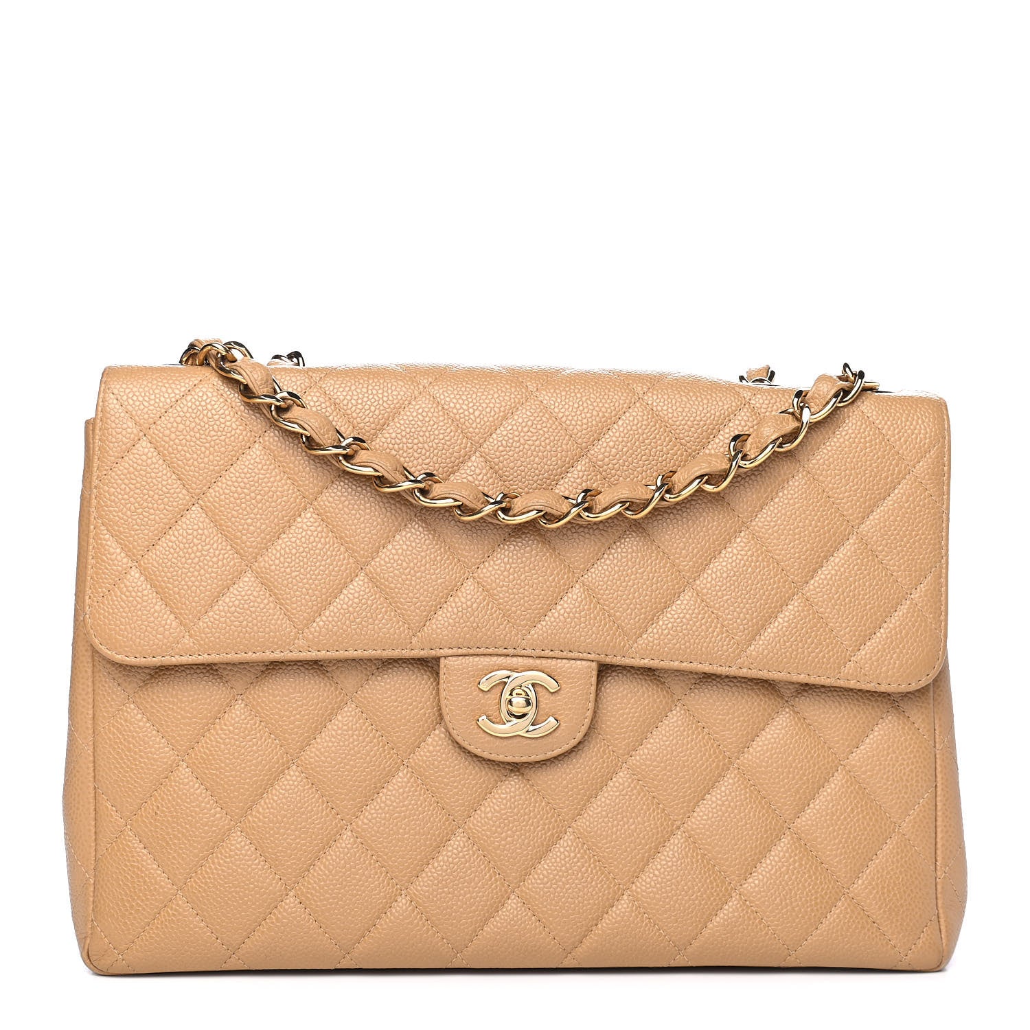 Chanel Caviar Quilted Jumbo Single Flap Beige 1 of 5