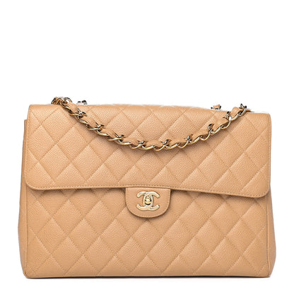 Chanel Caviar Quilted Jumbo Single Flap Beige 1 of 5