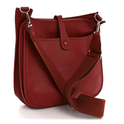 Hermes Taurillon Clemence EVELYNE III GM Rouge Garance 3 of 13