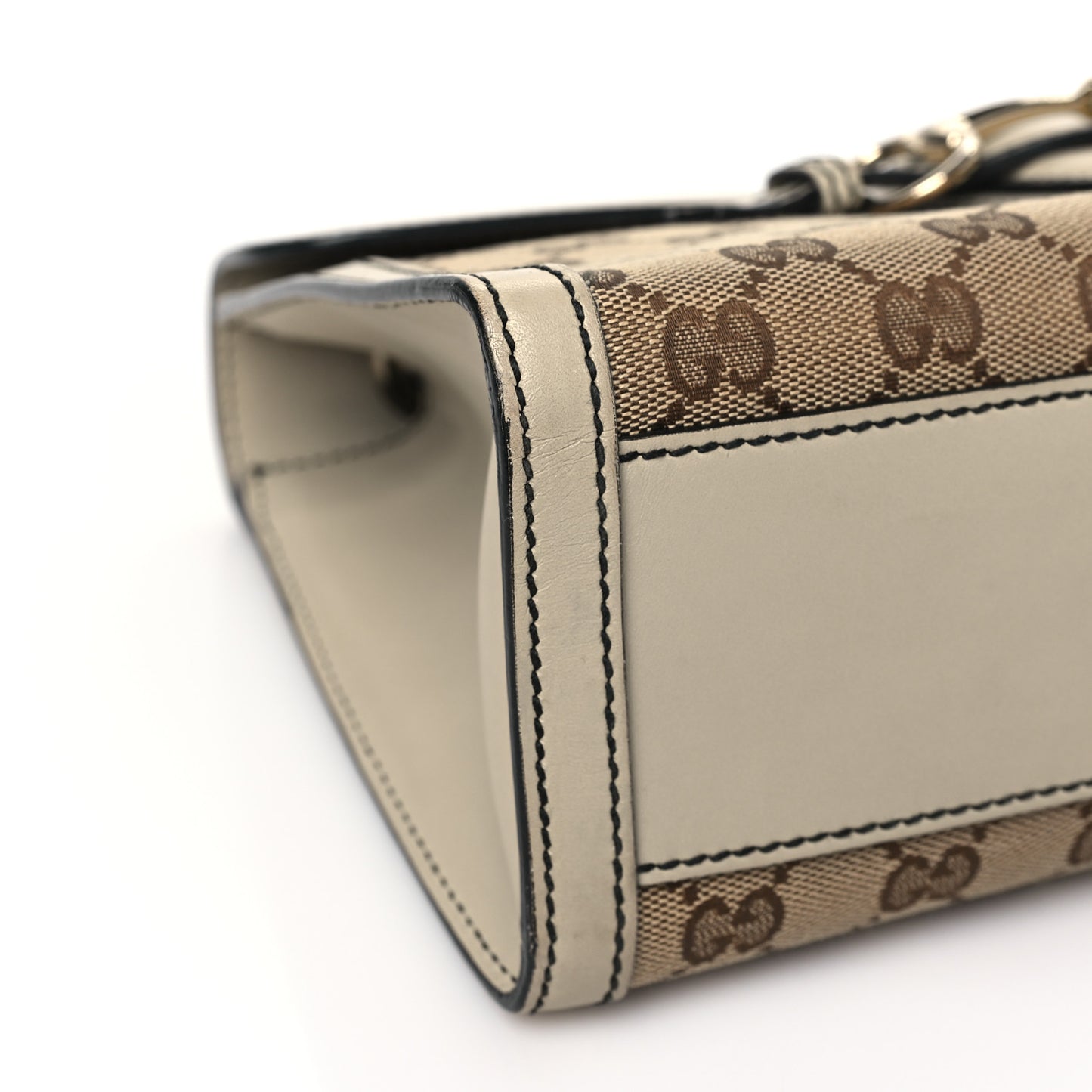 Monogram Margaux Calfskin Medium Emily Chain Shoulder Bag Beige Ebony Mystic White